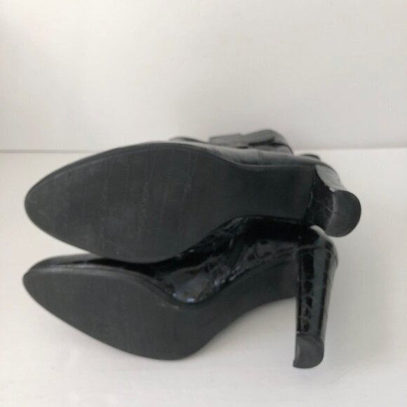 Stuart Weitzman Patent Leather Faux Croc Boots Embossed‎ Womens Size 7 - Picture 11 of 11